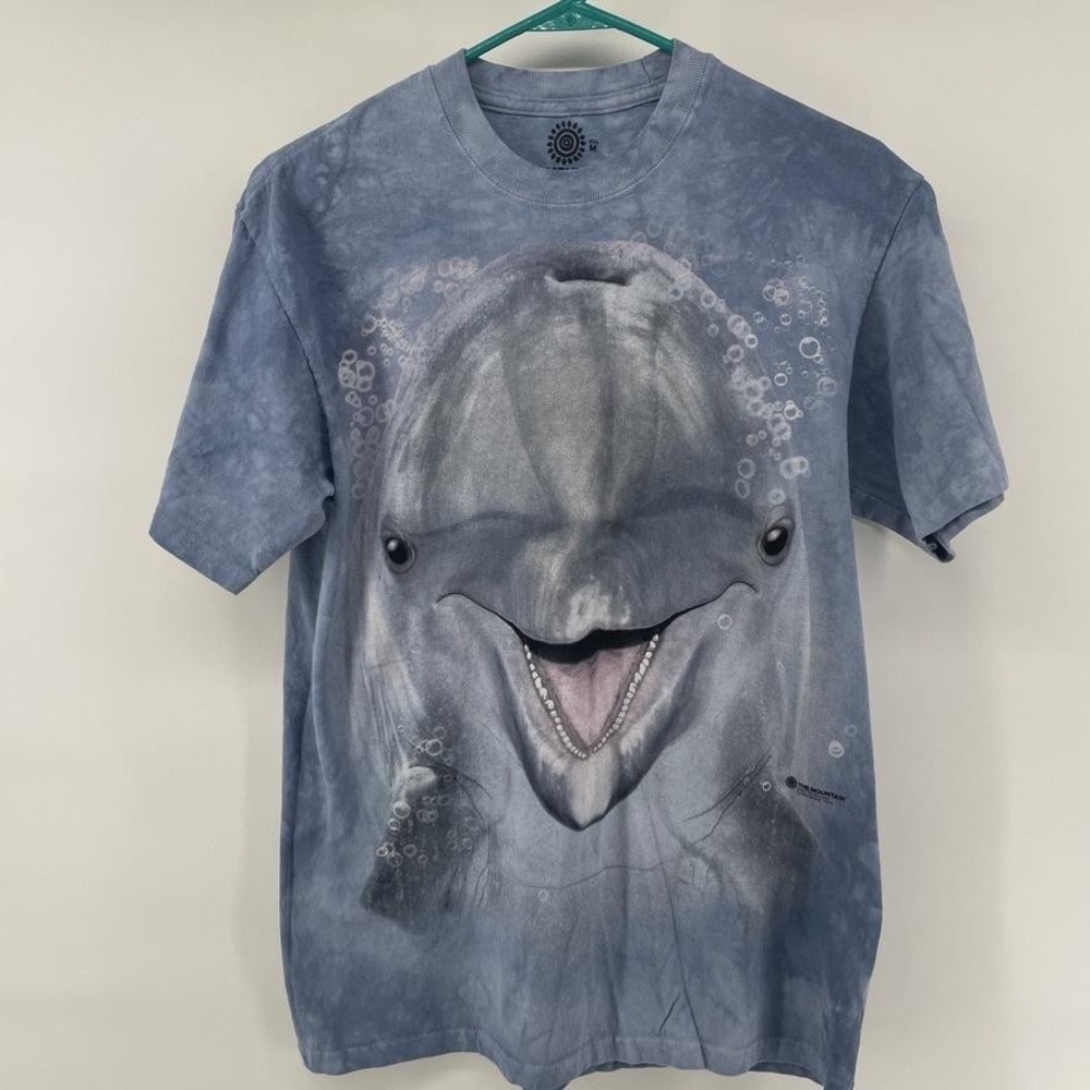 The Mountain Shirt Mens M Blue Dolphin Ocean Cheyenne WY Graphic Tie Dye Tee